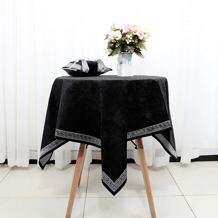 High End Lace Velvet Round Tablecloth Decorative Christmas Chinese Table Cloth for Round Table Cover Luxury Table Protective Pad