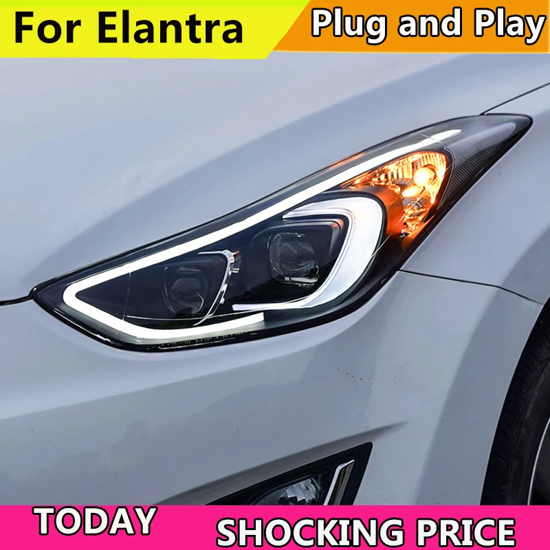 

Car Styling Head Lamp for Hyundai Elantra Headlights 2011-2017 year Elantra MD LED Headlight H7 D2H Hid Option Bi Xenon Beam