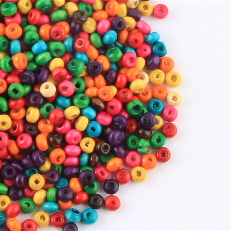 4mm Wooden Beads 1000Pcs Multicolor Mixed Round Wood Spacer Beads for Jewelry Making Necklace Bracelet Keychain Accessorie