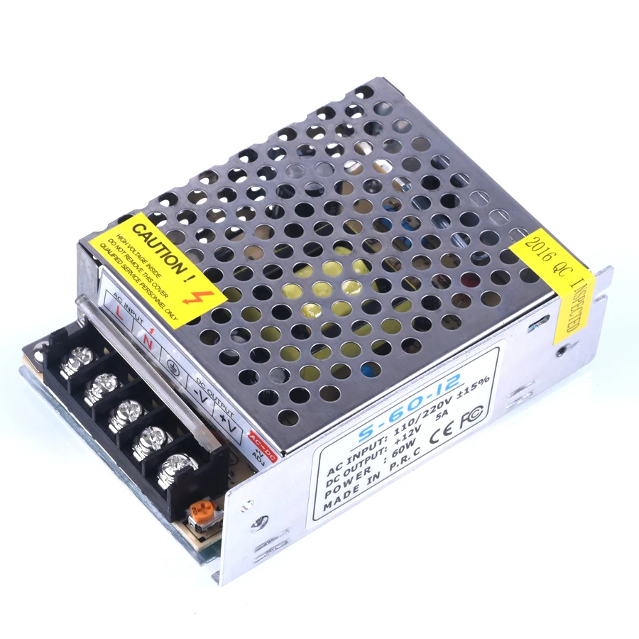 AC 100V-220V DC 12V 5A Adjust Universal Regulated Switching Power Supply 60W