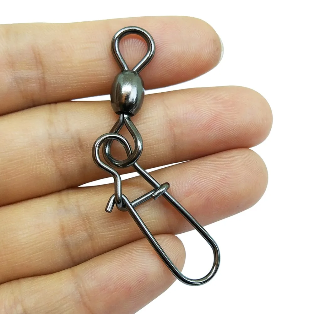 INFOF 500/1000-pieces Fishing Swivels Snap Crane Swivel with Nice Snap Stainless Steel Fishing Connector Swivel Hook