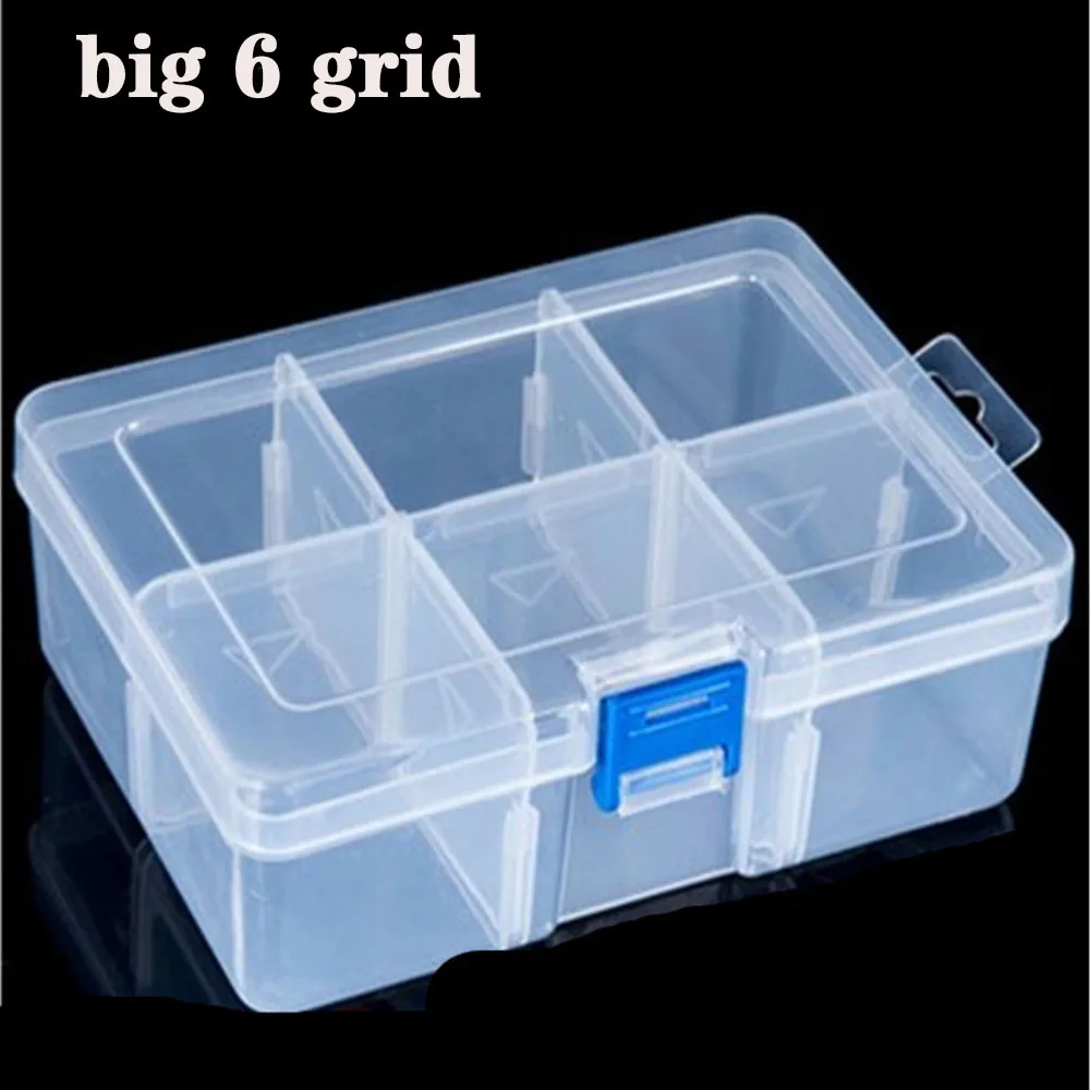 Plastic Grote 6 Grid Compartiment Verstelbare Sieraden Ketting Transparante Opbergdoos Case Holder Craft Organizer Container Opslag