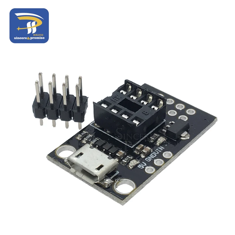 Pluggable ATTINY Development Board For ATtiny13A/ATtiny25/ATtiny45/ATtiny85 Programming Editor Micro Usb Power Connector