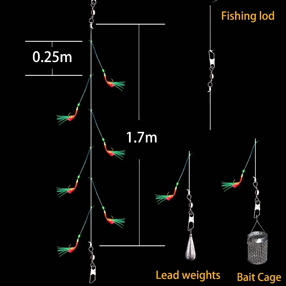 5 Packs High Quality Sabiki Sea Fishing Lures Rigs Hooks Saltwater Soft Fishing Lure Tackle For Big Game de pesca