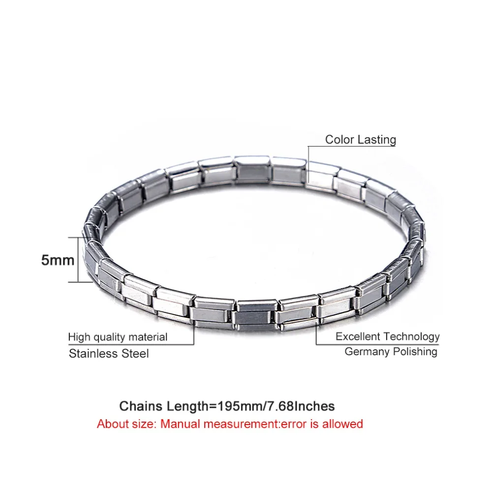 MisenBaBa Elastic Stretch Stainless Steel Link Chain Bracelet for Women Fashion Steel Bracelet Jewelry Gift