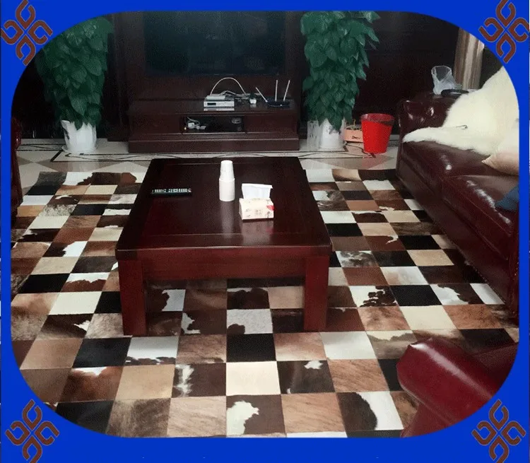 

2018 free shipping 100% natural genuine cowhide video game rug