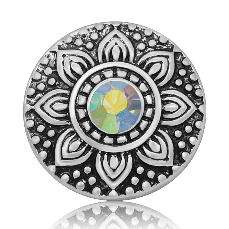New KZ3136 Charming colorful flowers pattern Round rhinestone 20MM snap buttons fit snap bracelet jewelry wholesale