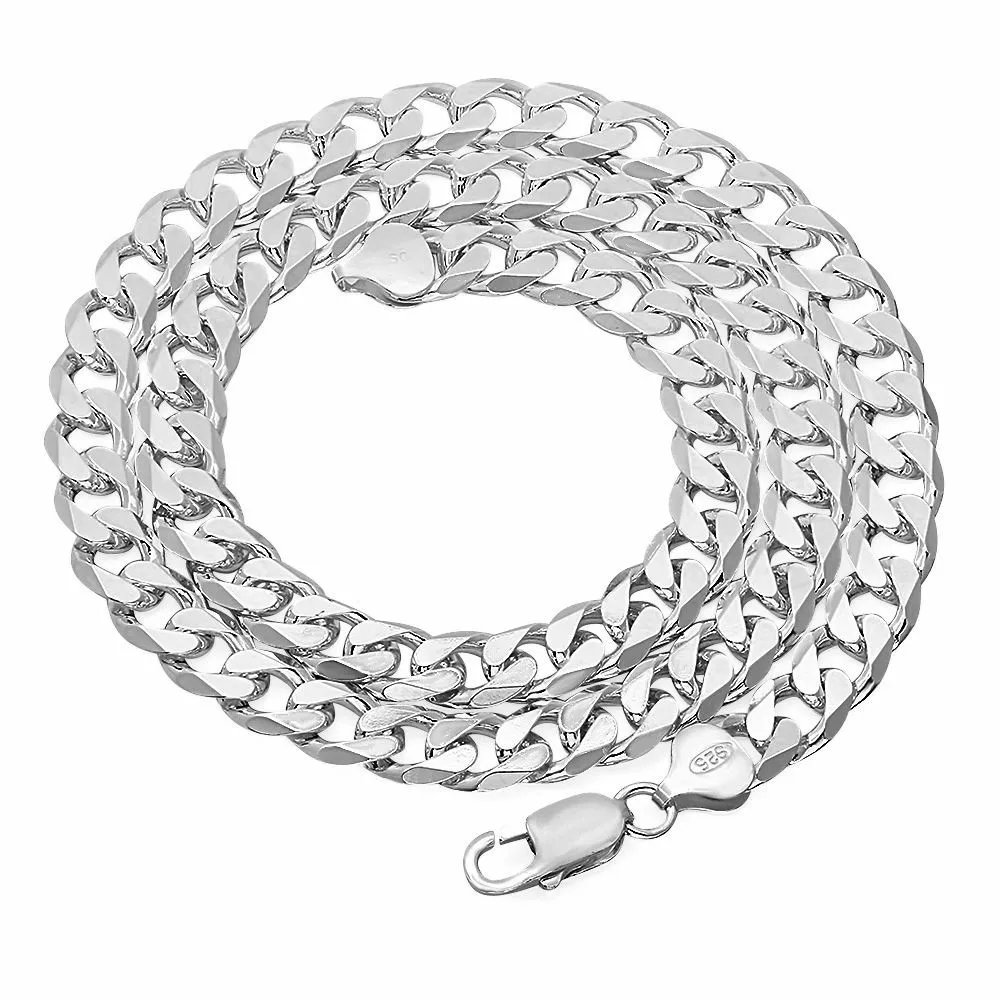 

Silver color 10mm wide Mens Necklace 24 inches Wholesale fashion jewelry, M925 stamped M925 Silver color chain men necklace,