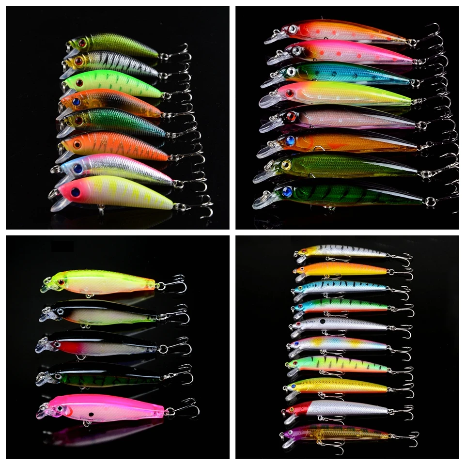 LINGYUE 62pcs/lot Fishing Lures Mixed Minnow lure and Topwater Popper bait High Quality Artificial Wobbler Fishing Tackle