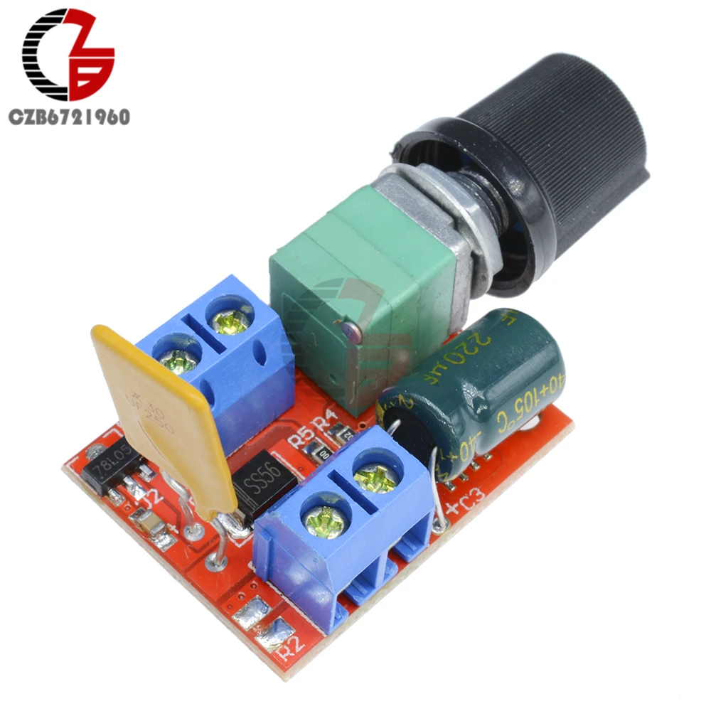 5A Voltage Regulator Mini PWM DC Motor Speed Controller 3V-35V Speed Regulator Control Switch LED Dimmer DC 5V 12V 24V