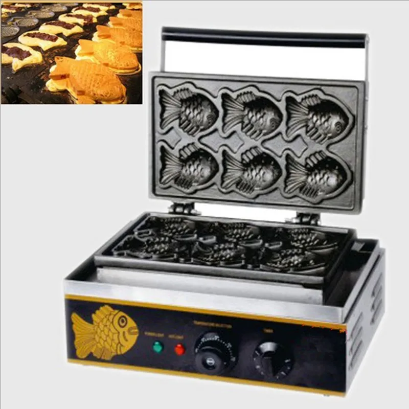 Máquina para hacer waffles con forma de pescado taiyaki grill, máquina eléctrica para hacer pasteles, de Corea, 220v, ZF