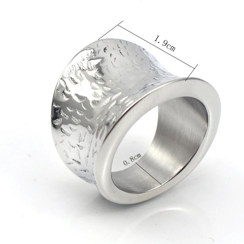 Edge Curled Engraved Silver Color Finger Rings Jewelry Women Stainless Steel Party Ring Band Size 7 8 9 10 6