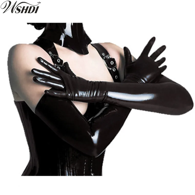 

43cm Fashion Women's Long PU Leather Gloves 6 Color Flexible Faux Leather Long Gloves Sexy Elegant Longer Gloves