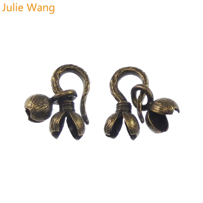 Julie Wang 8PCS Crafts Charms Bracelet Retro Bodhi Flowers Pendants Necklace Connectors Handmade DIY Jewelry Findings Accessory