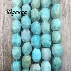 Amazonites Faceted Nugget Pendant Beads,Pure Sky Blue Stone Drilled Loose Charm Beads For DIY Jewelry MY1569