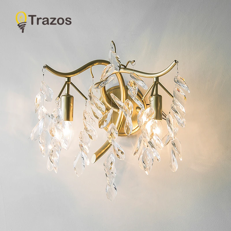 

TRAZOS LED Golden Wall Lamps Bed Room Bedside Lights Modern Corridor Lamp European American Indoor Lighting With 110v 220v