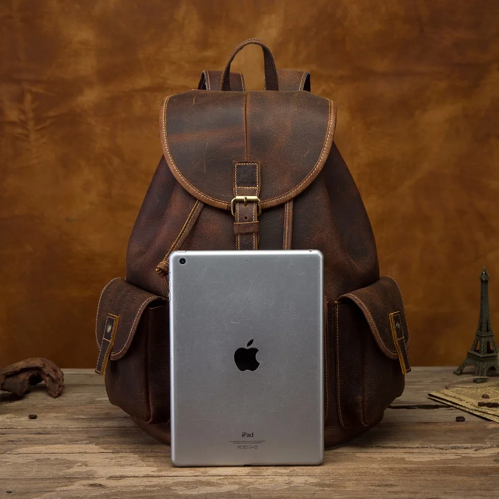 Sac à dos en cuir de créateur pour hommes, sac à dos étudiant, sac à dos pour ordinateur portable, original, mode, voyage, université, école, livre,
