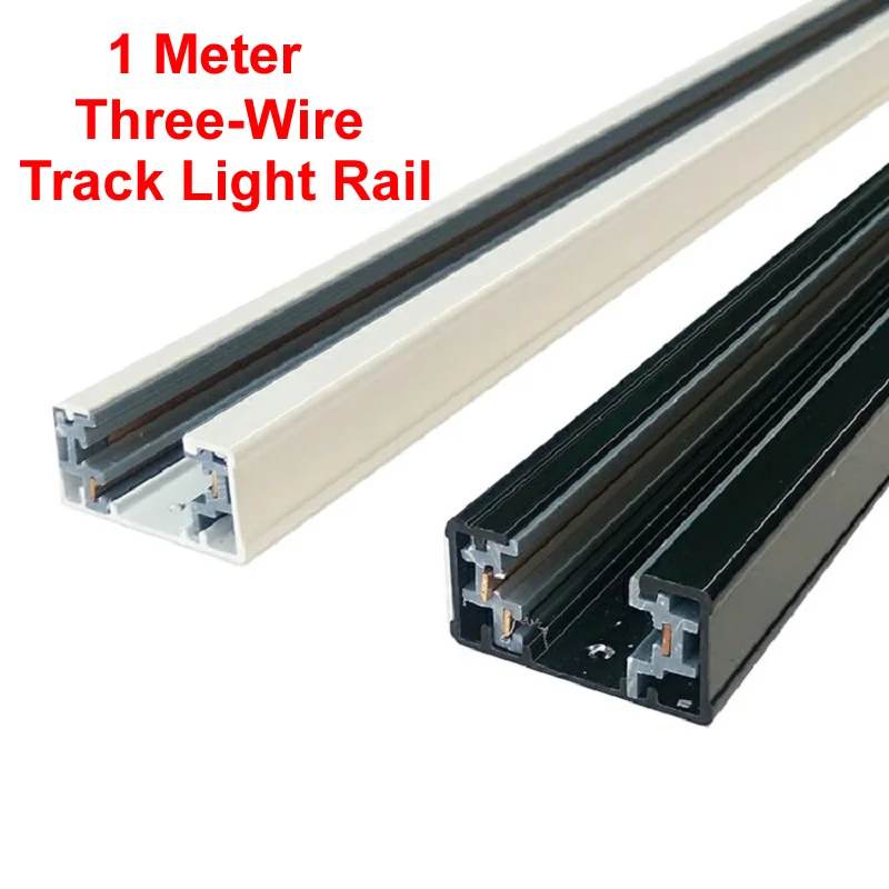 

Three Wire Led Track Rail 1 Meter High quality Thick Aluminum Track Light Rail Industrial Lighting Fixtures Black White Silver