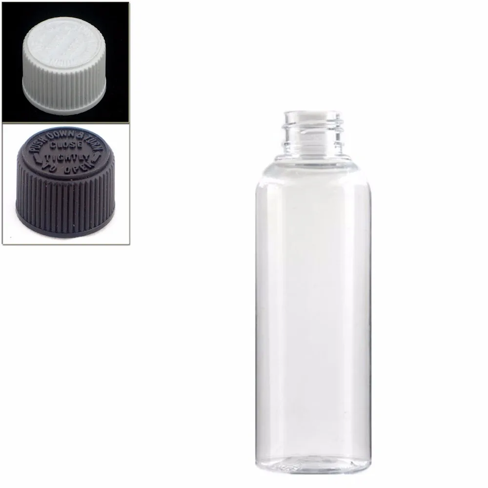Botella de plástico vacía de 2oz, 100ml, 120ml, 150ml, 200ml, 250ml, 300ml, 500ml, botella de PET transparente con tapa de seguridad resistente a