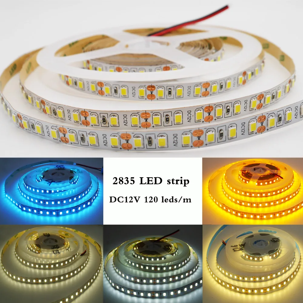 Não-Impermeável, Branco Quente, Azul Gelo, Amarelo Dourado, Rosa, Verde, Vermelho, Azul, SMD, DC 12V, 120 Leds por m, 5m, Flexible LED Strip Lights,