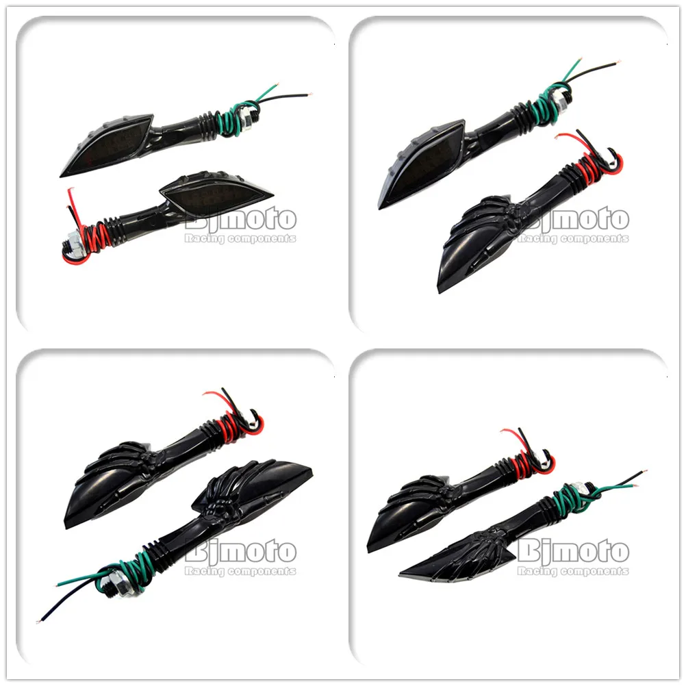 1Pair Universal 12V Skull Motorcycle Skeleton Hand LED Turn Signal Light For Yamaha R6 R3 Fz6 Fz1 Xj6 Virago 1100 Motorbikes