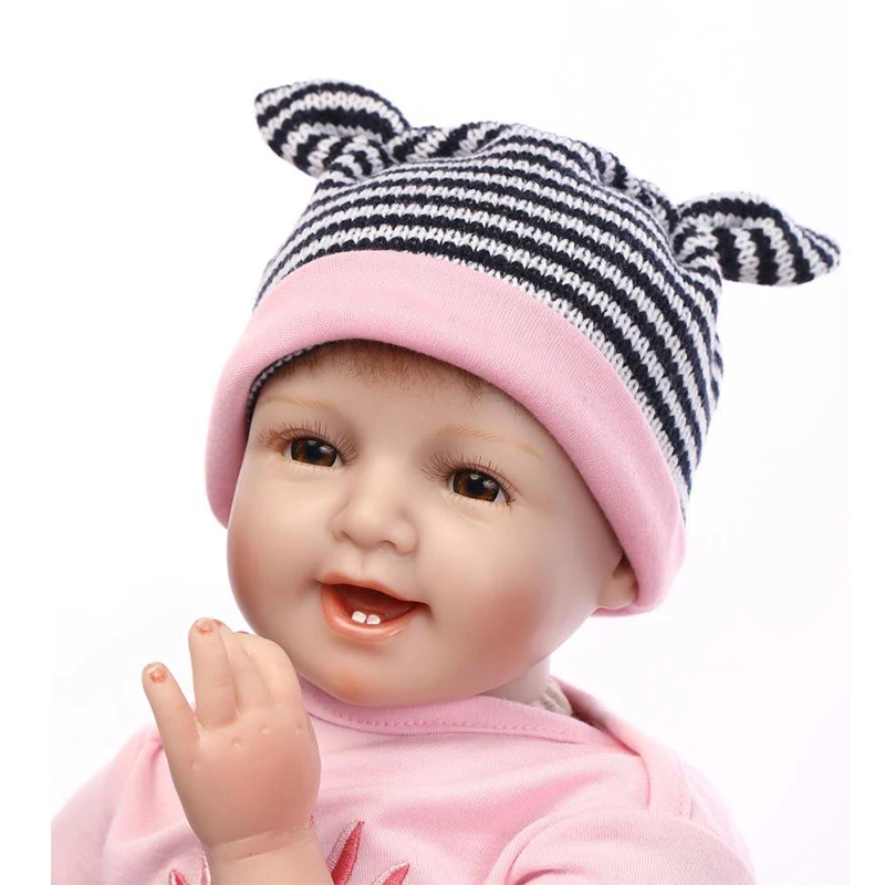 55cm Silicone reborn dolls toys for Baby Appease doll Lifelike Fashion Dolls play house toy for Cute baby  tooth smiley dolls