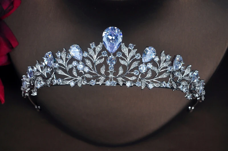 HIBRIDE Fashion Flower Shape Headband Noble Cubic Zircon Crown And Tiaras Bridal Hair Accessories For Wedding Gifts C-60