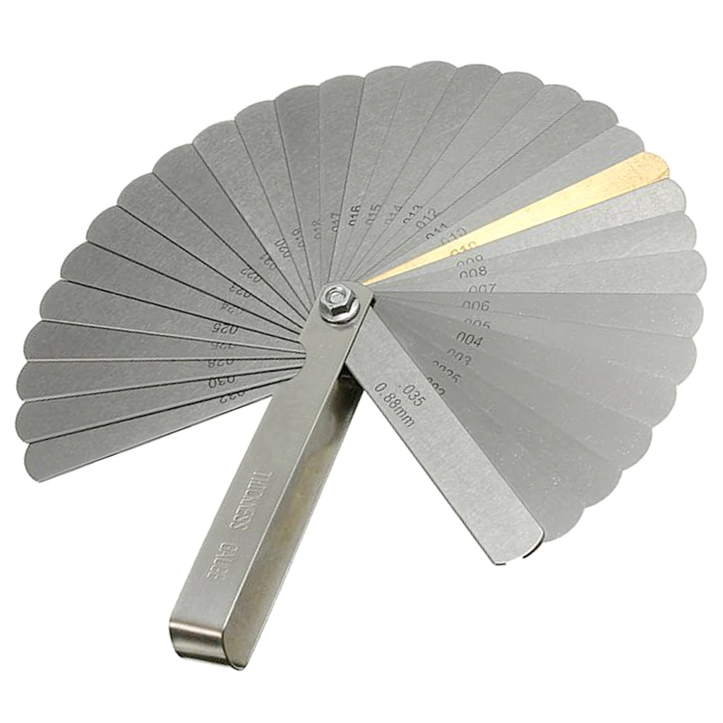 32 Pcs Stainless Steel 32 Blade Feeler Gauge Measuring Tool for Guitar Setup & Nut Slot Making