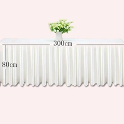 0.8x3M Ice Silk Fabric Table Skirts Party Transparent White Pleated Wedding Tablecloth Cover Skirting Birthday Baby Shower