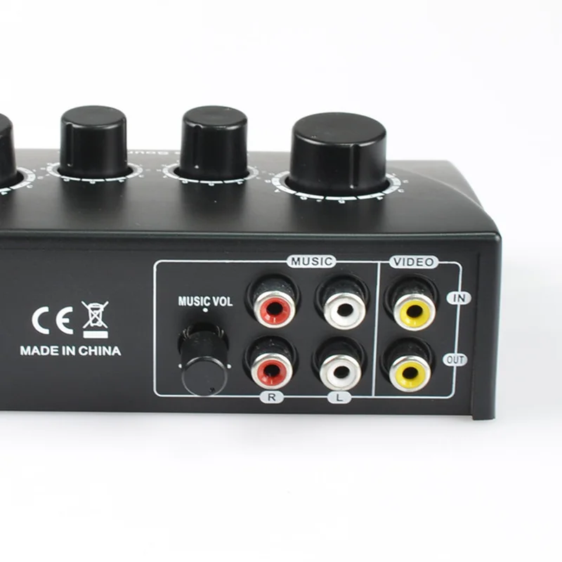 Portable Dual Mic Inputs Audio Sound Mixer For Amplifier & Microphone Karaoke Ok Mixer Black Eu Plug