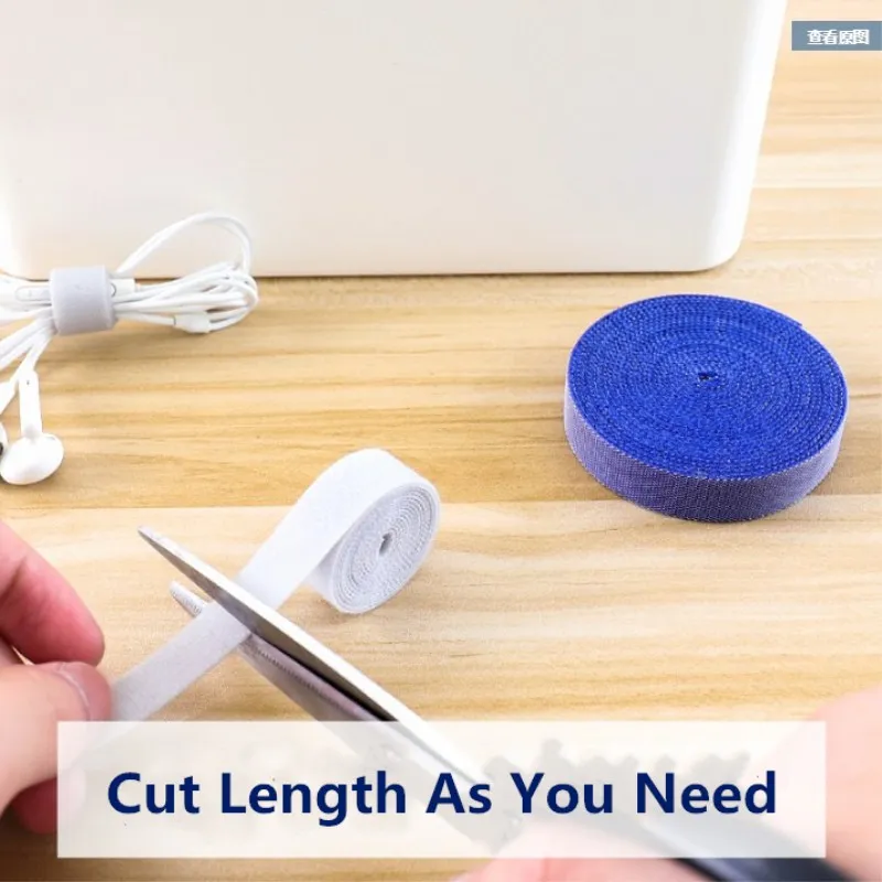 Reusable Fastening Tape,5 Meters/Roll Cable Ties,Double Side Hook Loop Nylon Wire Organizer Cable Cord Management  Cable Straps