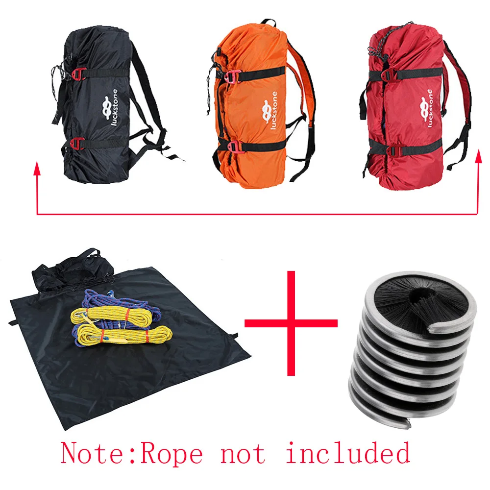 Rock Climbing Rope Bag Cord Carry Bag Ground Mat with Rope Brush Cord Sling Spiral Cleaner Gear for Mountaineering Caving Hiking