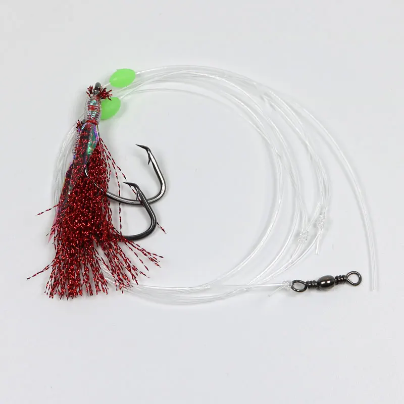 2Bags Flash Fish Skin Bait Sabiki Rigs with Hooks Sea Fishing Pink Green Red Flasher Bait Rigs With Barrel Swivel Herring