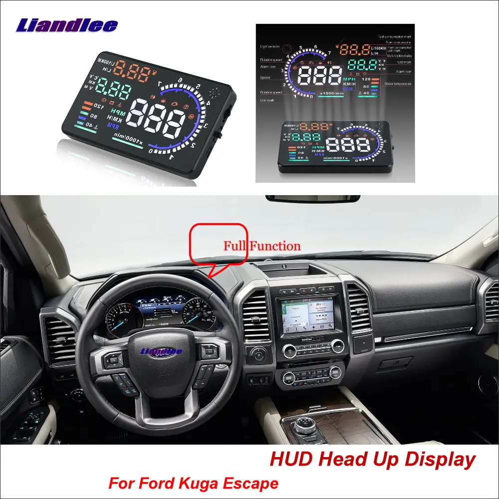 

Liandlee Car HUD Head Up Display For Ford Kuga Escape 2012-2018 Digital Speedometer Fuel Consumption Projector Screen Detector