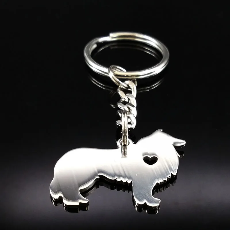 2024 Cute Border Collie Dog Silver Color Stainless Steel Keychain for Men Love Dog KeyChain Jewelry chaveiro K963S01