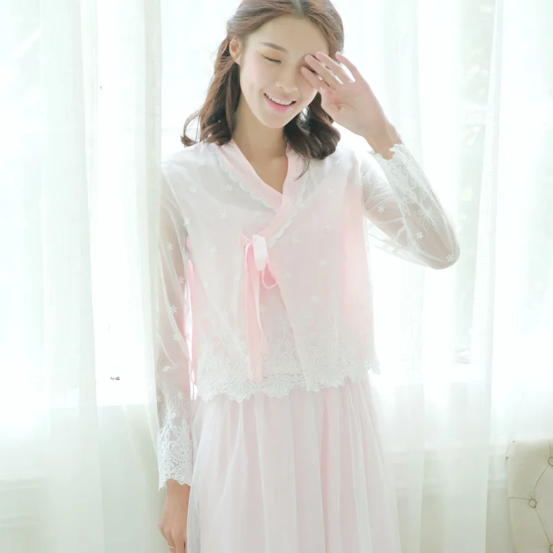 

Women Sexy condole Gowns Tops Set female Casual princess summer Breathable Lace cotton nightgown leisurewear nightgown Set