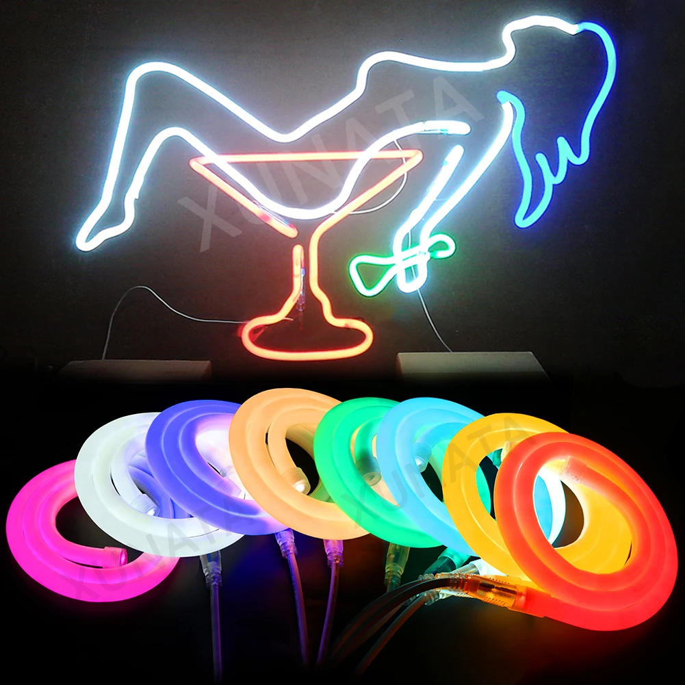 DC 12V Round Neon Tape Waterproof SMD 2835 120Leds/M Flexible Led Strip Soft Rope Bar Light 360 Degree Neon Light