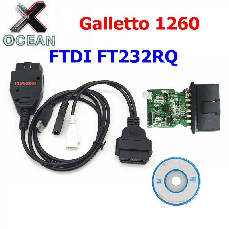 NEW EOBD Galletto 1260 ECU Flasher Diagnostic Tool FTDI Chip OBD OBDII Read&Write ECU For Multi-Cars Galletto1260 Multi-Language