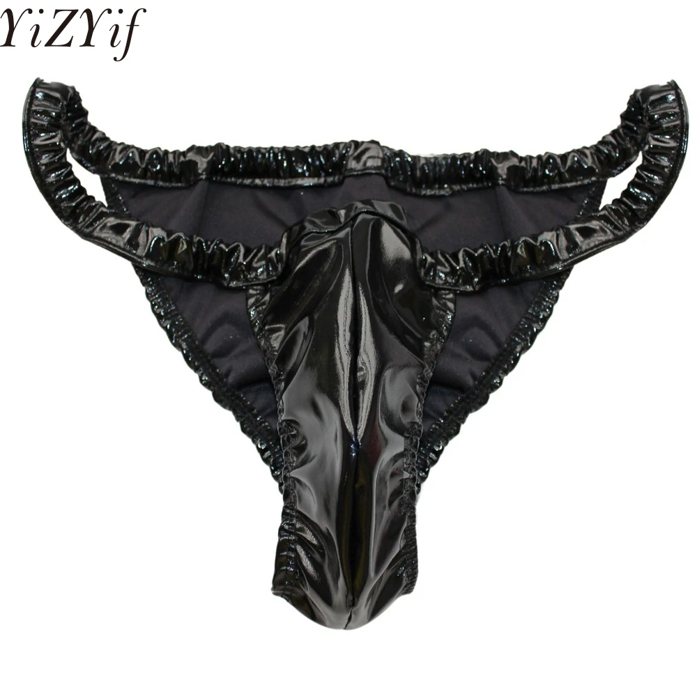 YiZYiF-ropa interior Sexy Gay para hombre, lencería suave y brillante de LICRA y látex, como Toro