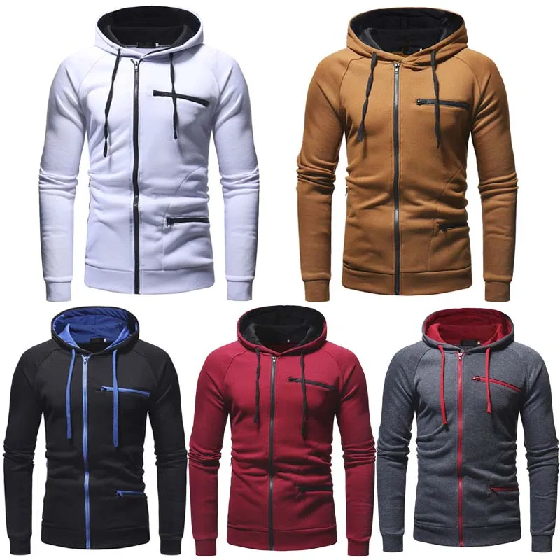 Autumn Winter New Mens Hoodies Long Sleeve Zipper Cardigan Hoodie Sweatshirt Men Casual Solid Hooded Pullover Sweatshirts M-3XL