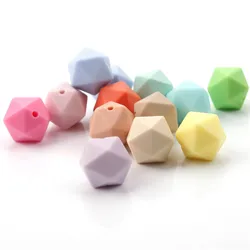 100PCS Food Grade Solicone Chewable Icosahedron Beads 14mm For Baby Teething Necklace Pacifier Chain Bpa Free Teether