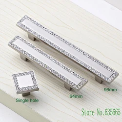 Luxury Silver Crystal Diamond Furniture Hardware Handles Door Drawer Wardrobe Kitchen Cabinets Dresser Pull Knobs Accessories