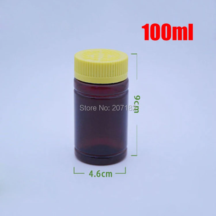 

20pcs 100ml Amber PET Child-proof Bottles,Capsules/Pills/Powder/Vitamin Plastic Bottles with Green/Yellow Colors Screwing Lids