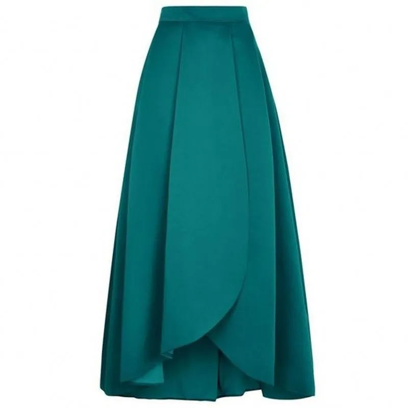 Elegant Dark Green Skirt Zipper Waistline A Line Floor Length Long Maxi Skirt Customized Pleated Petal Skirts Women Autumn Style