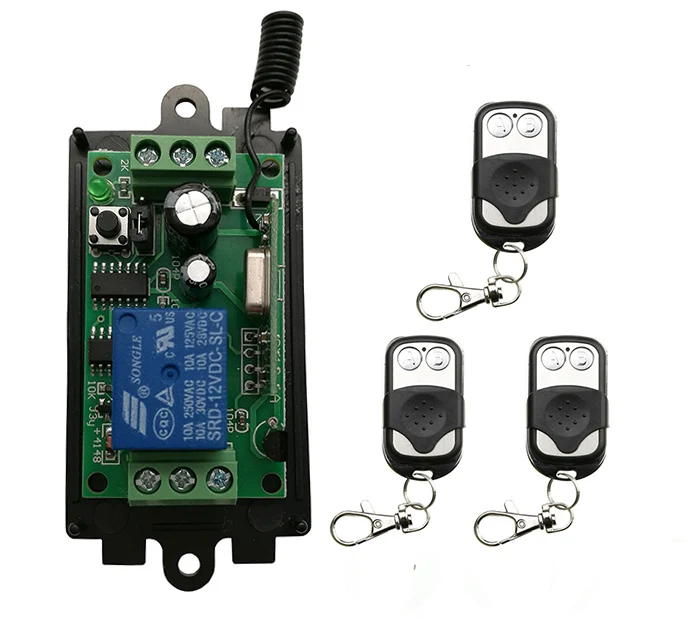 Dc 9v 12v 24v 1 ch 1CHラジオコントローラーrfワイヤレスプッシュリモートコントロールスイッチトランスミッタ + 受信ガレージドア/窓/ランプ