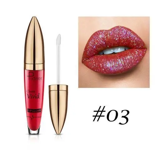 Pudaier Lipstick Glitter Lip Gloss Diamond Shimmer Pigment Metallic Glossy Lip Gloss Matte to Sparkling Lip Tint Liquid Lipstick