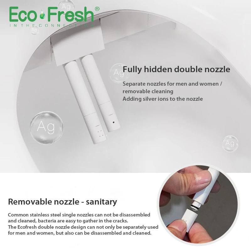 Ecofresh Smart toilet seat toilet seat bidet Electric Bidet cover heat seat led light Intelligent toilet cover auto