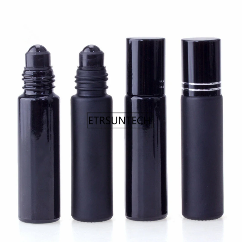 100pcs Black Glass Essential oil Roll On Bottle Vials Black jade Roller Ball For Perfume Aromatherapy F3145