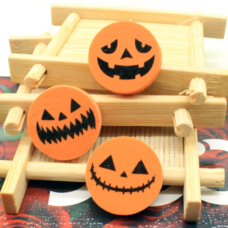 3pcs/set Halloween Mini Eraser Set Small Pumpkin Rubber Eraser Set stationery kids school accessories