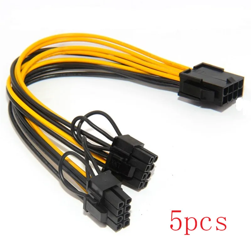 cable Hot sale 5pcs/lot CPU 8pin Female To dual PCI-E PCI Express 8p( 6+2 pin ) Male power  18AWG wire for graphics  For BTC